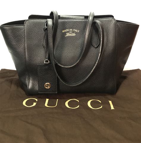 gucci swing small leather tote bag black|gucci black canvas tote.